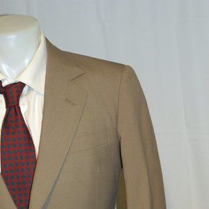Henry Poole Savile Row Solid Beige Bespoke Two Button Sport Coat Blazer 38R